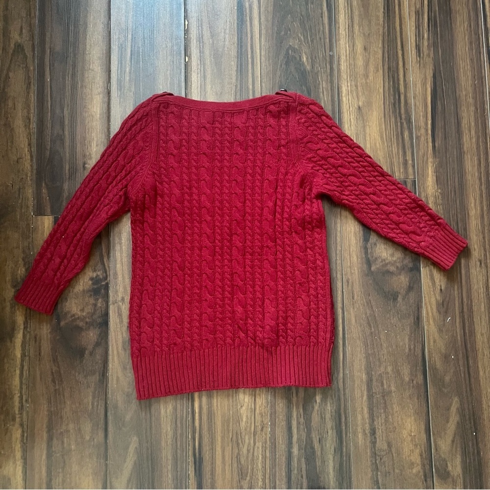 ZARA Knit Red Cable Sweater – Size L – 3/4 Sleeves - Picture 4 of 5